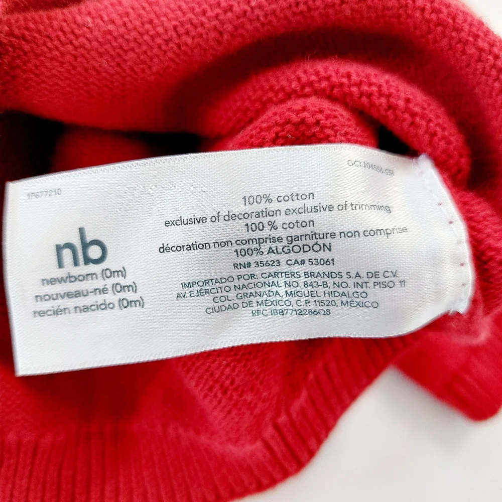 Red Christmas Sweater with Tree Newborn Carters 100% cotton‎